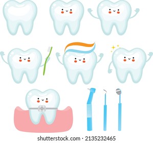 Cute tooth dental clipart vector