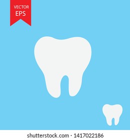Cute tooth, dental shape isolated on blue backgroud EPS Vector