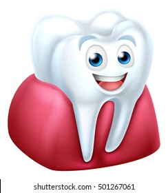 Cute tooth dentists mascot cartoon character and gum