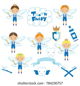 Cute Tooth Fairy Boy Vector Cartoon Illustration