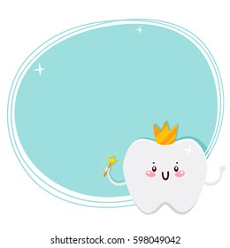 Cute Tooth, Fairy, Cartoon Character, Oral Dental Hygiene, Vector.