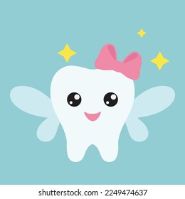 Cute tooth fairy vector cartoon illustration