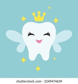 Cute tooth fairy vector cartoon illustration