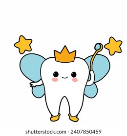 Cute tooth fairy. Vector illustration