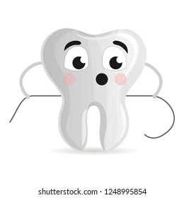 Cute tooth with floss icon. Cartoon of cute tooth with floss vector icon for web design isolated on white background
