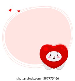 Cute tooth heart, cartoon character, background for Valentine’s day, vector.