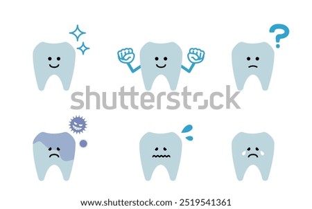 Cute tooth icon illustration material