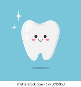 Cute tooth isolated on white background. Vector illustration