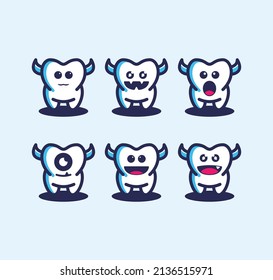 Cute Tooth Monster Vector Set