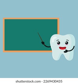 cute tooth teaching classroom vector illustration