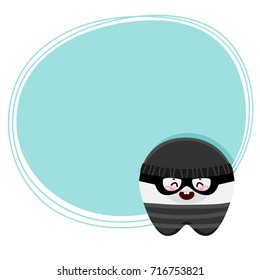 Cute tooth, thief, Halloween costume, cartoon character, oral dental hygiene, vector.