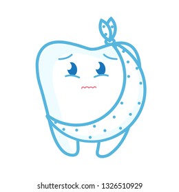 Cute tooth with toothache. Vector illustration