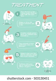 Cute tooth treatment banner. Vector illustration.