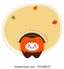 Cute tooth, turkey, costume for Thanksgiving day, cartoon character, oral dental hygiene, vector.