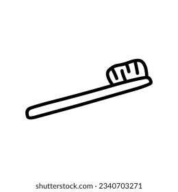 Cute Zahnbürste einzeln auf weißem Hintergrund. Mundhygiene. Vektorhandgezeichnete Illustration im Doodle-Stil. Ideal für Dekorationen, Logo, verschiedene Designs.