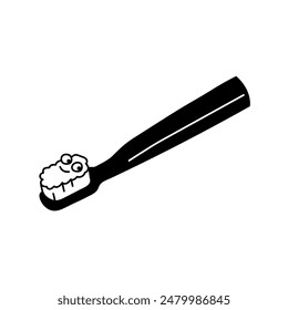 
Lindo cepillo de dientes. Postal. Dibujo a mano, Ilustración vectorial en blanco y negro. Imprimir. Cartel.
