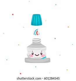 Cute toothpaste, cartoon character, vector.
