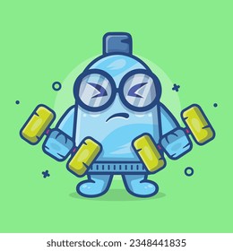 cute toothpaste tube character mascot doing bodybuilding using dumbbell isolated cartoon in flat style design