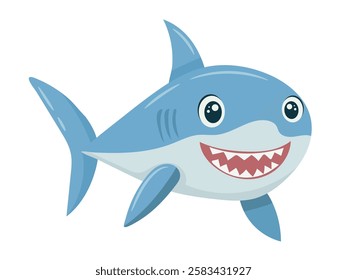 Cute toothy shark. Vector clipart illustration on isolated background.