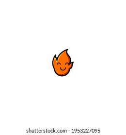 Cute Torch Kawaii Fire Cartoon Character Vector Illustration Design. Outline, Cute, Funny Style. Recomended For Children Book, Cover Book, And Other.