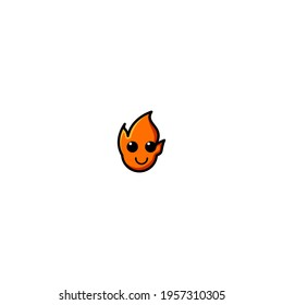 Cute Torch Kawaii Fire Cartoon Character Vector Illustration Design. Outline, Cute, Funny Style. Recomended For Children Book, Cover Book, And Other.