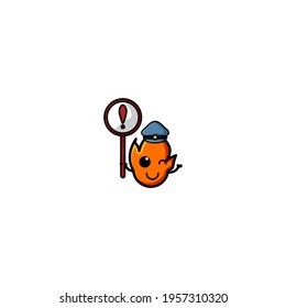 Cute Torch Kawaii Fire Cartoon Character Vector Illustration Design. Outline, Cute, Funny Style. Recomended For Children Book, Cover Book, And Other.
