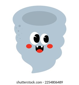 Cute tornado or storm character with frowned