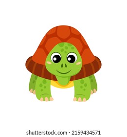 Cute tortoise animal isolated cartoon turtle funny character. Vector sea aquatic personage, aquarium pet, terrestrial amphibian smiling exotic creature kids toy, childish marine green turtle