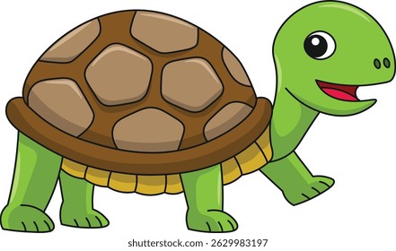 Cute tortoise cartoon. Flat vector illustration. Wild life animals. Cute animal on white background