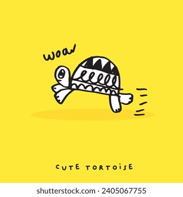 Cute tortoise cartoon, Hand drawing doodle cute tortoise, cute animal,turtle cartoon