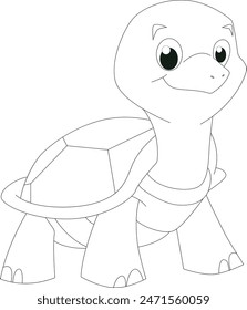 cute tortoise coloring page for kids