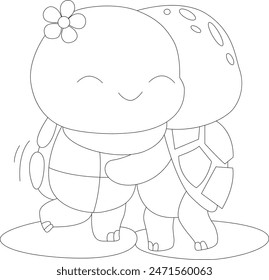 cute tortoise coloring page for kids