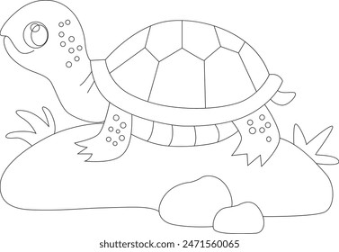 cute tortoise coloring page for kids