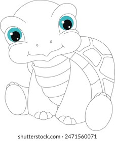 cute tortoise coloring page for kids