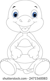 cute tortoise coloring page for kids