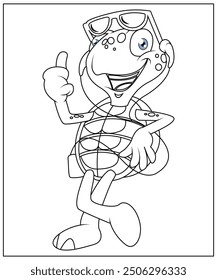 cute Tortoise coloring page for kids and adults