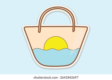 Cute Tote Bag Sticker Illustration