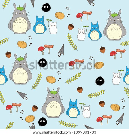 Cute Totoro seamless pattern design. Colorful background  Foto stock © 