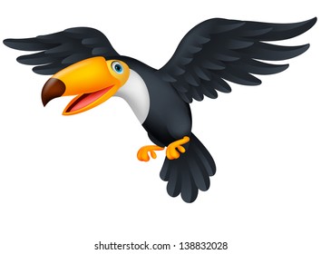 Cute toucan bird cartoon flying