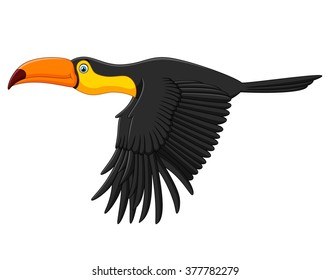 Cute Toucan Bird Cartoon Flying