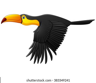 Cute toucan bird cartoon flying