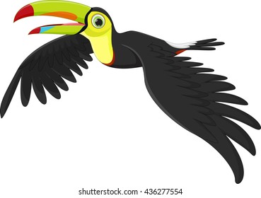 cute toucan bird cartoon flying