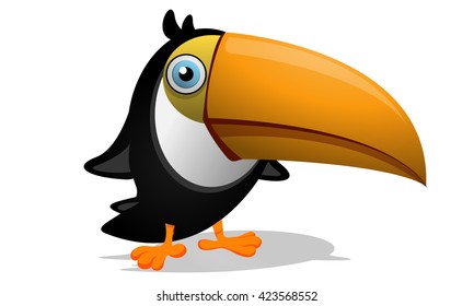 Cute toucan bird character. Vector image