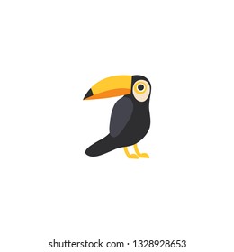 cute toucan cartoon icon on a white background