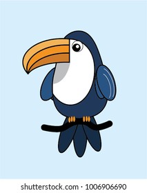 Cute toucan in cartoon style. Vector illustration.