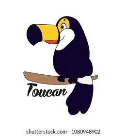 Cute toucan in a Cartoon style.  Vector illustration