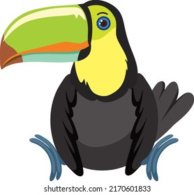 Cute toucan in flat style isolated illustration