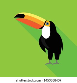 Cute toucan icon. Flat illustration of cute toucan vector icon for web design