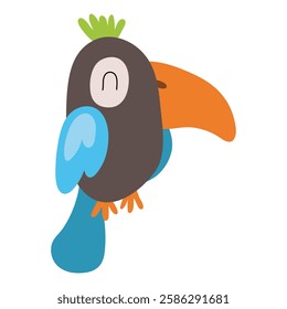 Cute toucan icon. Flat illustration of cute toucan vector icon for web