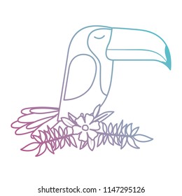 cute toucan with leafs and flowers crown